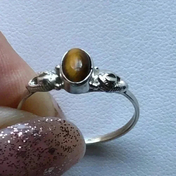 Tiger Eye Solid 925 Sterling Silver Ring NWT 3 - Picture 1 of 5